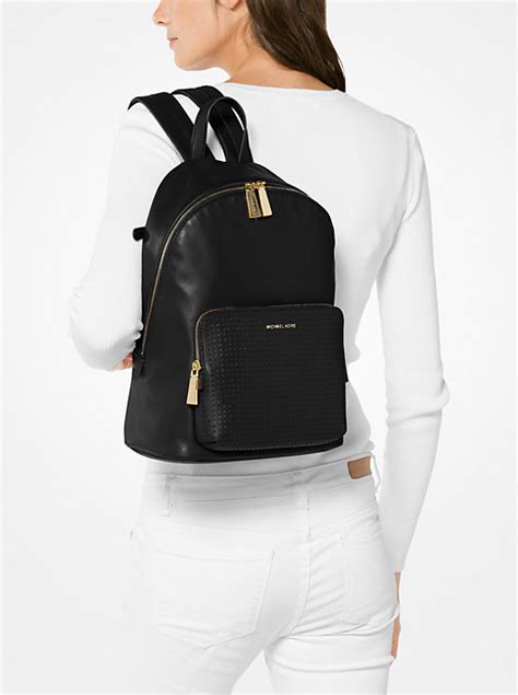 michael kors wythe large nylon backpack black pink|Wythe Large Perforated Leather Backpack .